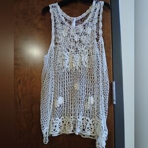 NWOT/ M.U.S.A cream crochet mini dress